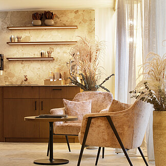 Tea bar in the sauna & relaxation lounge.