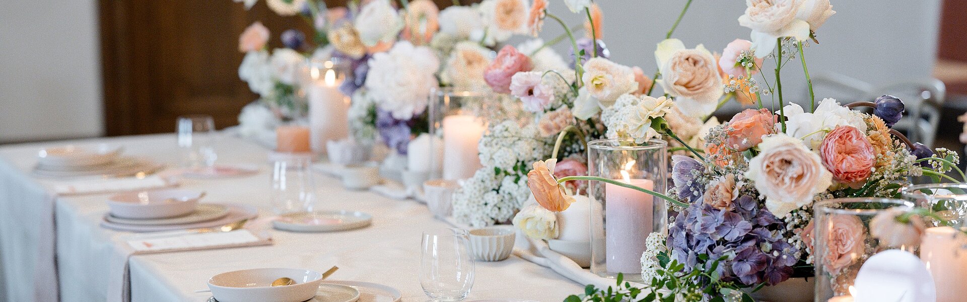 Table at a wedding at Schlaining Castle.