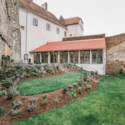 Garden in the inner courtyard of Schlaining Castle.