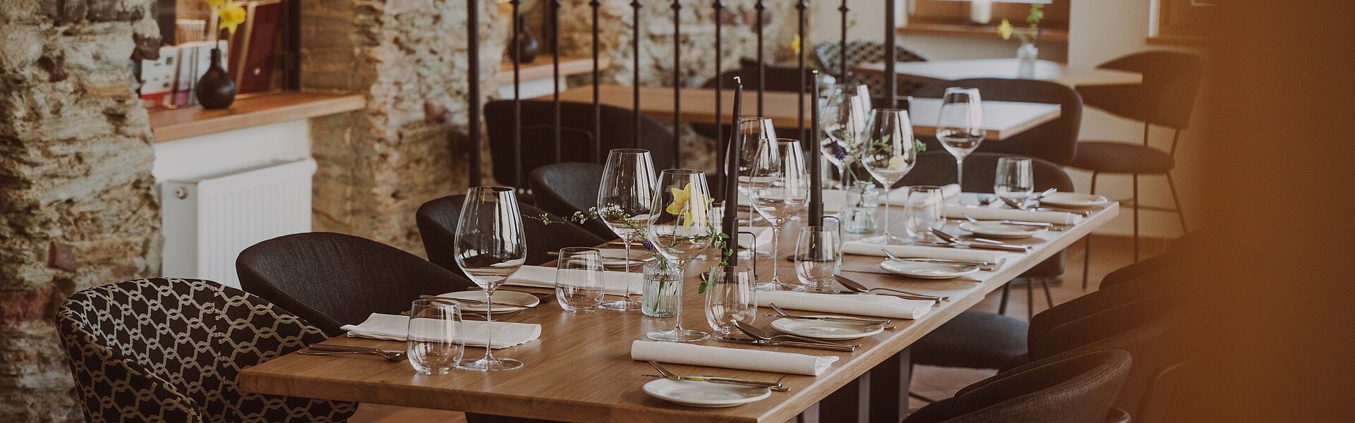Set table in the restaurant das Kranich.
