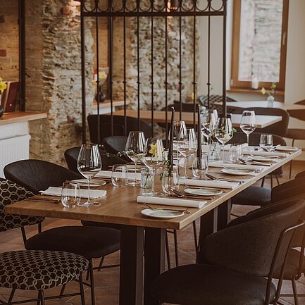 Set table in the restaurant das Kranich.