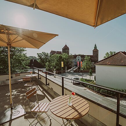 Sun terrace at the Burghotel Schlaining.