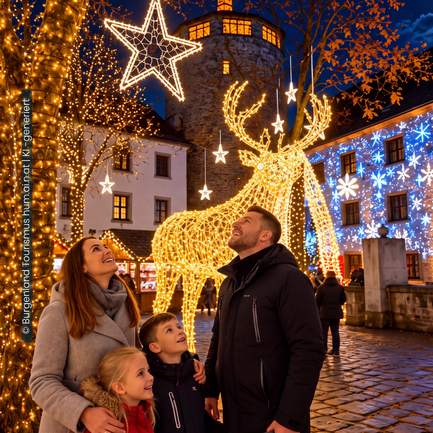 Festive lighting and exhibition at the Schlaining Winter Wonderland (c)Burgenland Tourism_hum.ai.n.at_AI-generated